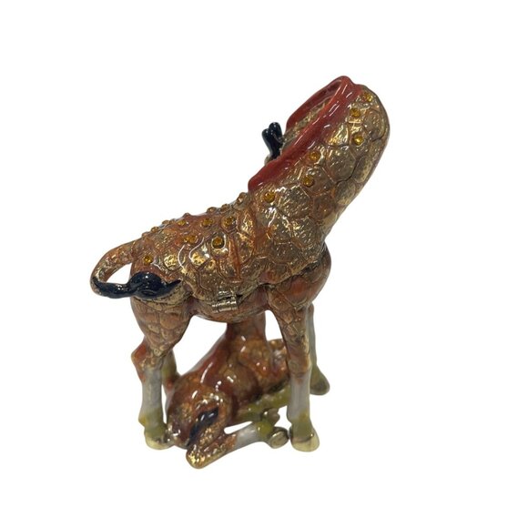 Hand-Painted Giraffe Trinket Box With Hinged Lid & Rhinestones Decor - Picture 4 of 7